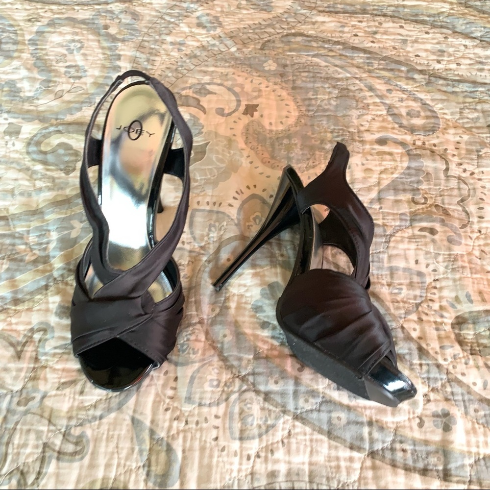Black strappy high heels